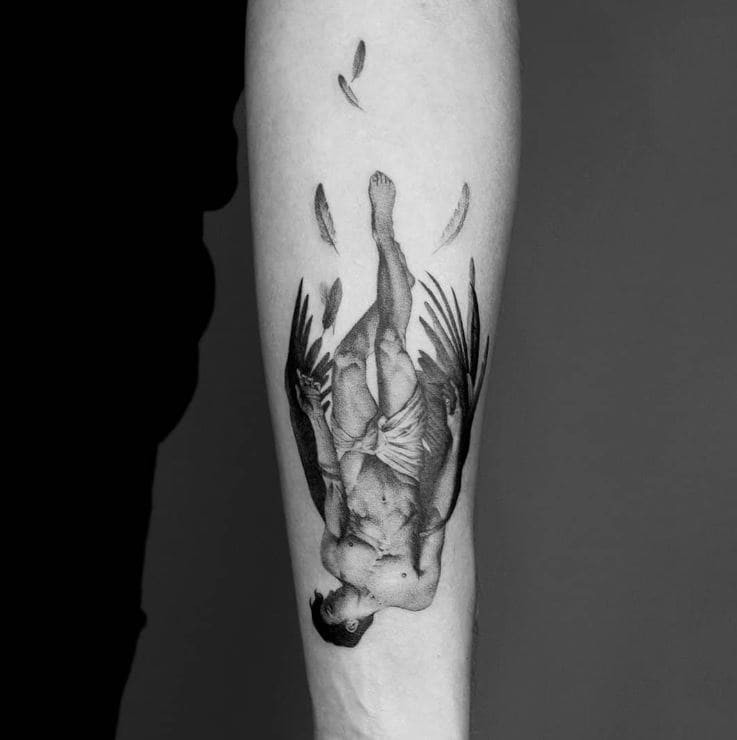 A Complex Graphic Icarus Tattoo