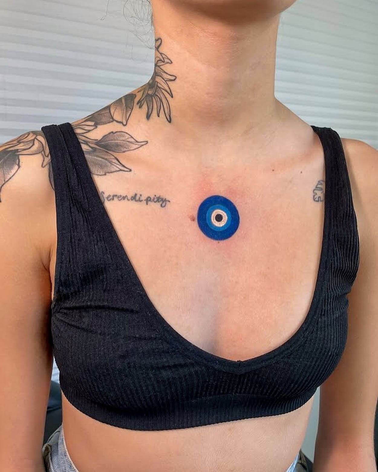 Chest Evil Eye Tattoo