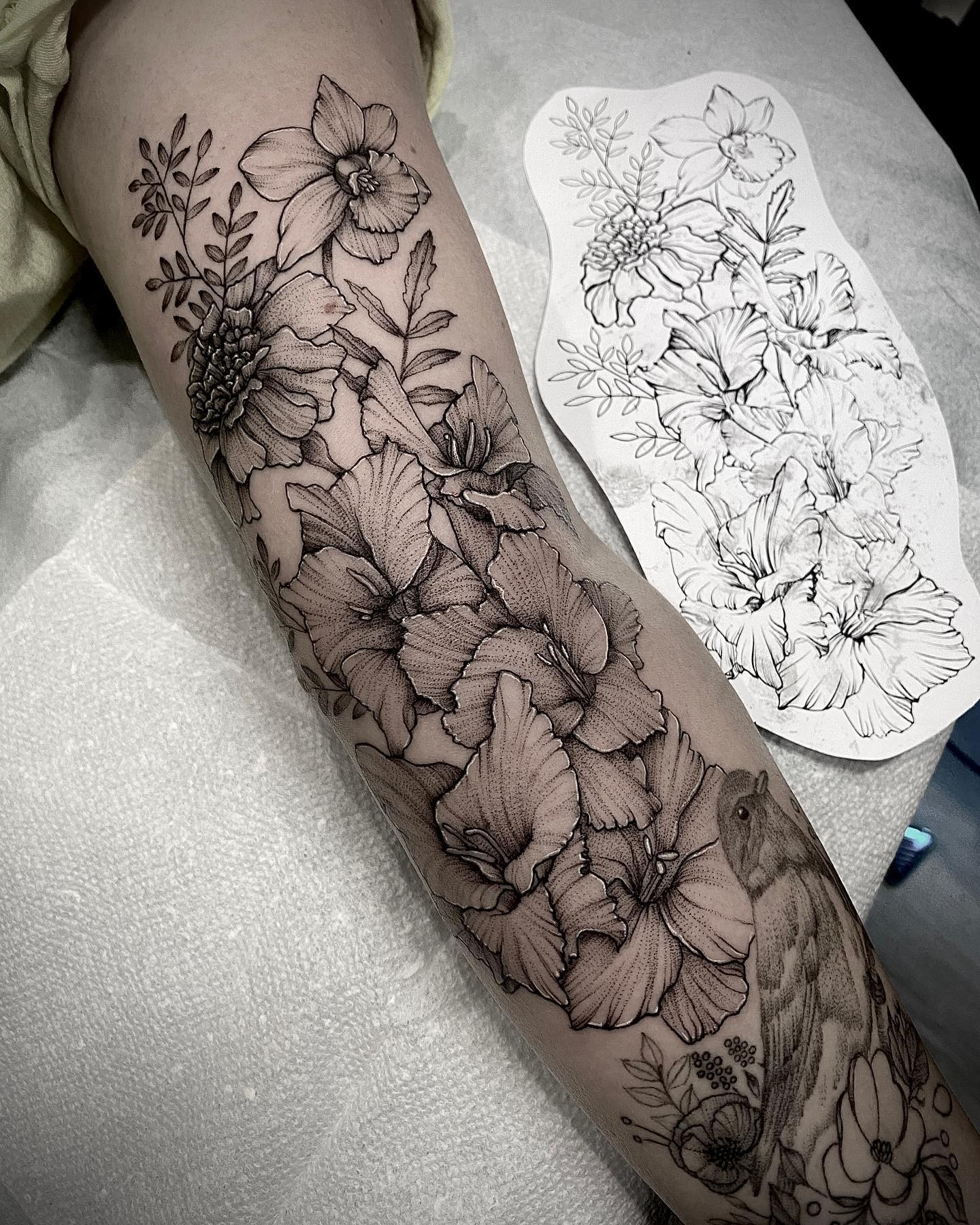 Stunning Daffodil March Birth Flower Tattoo For Forearm