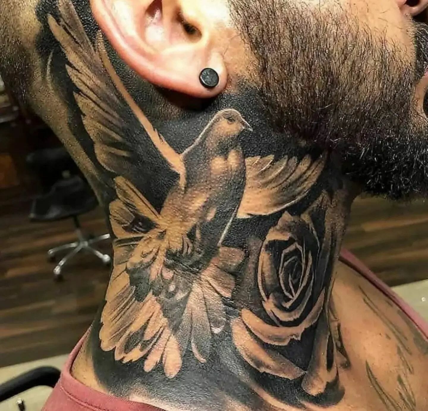 Neck Pigeon Tattoo