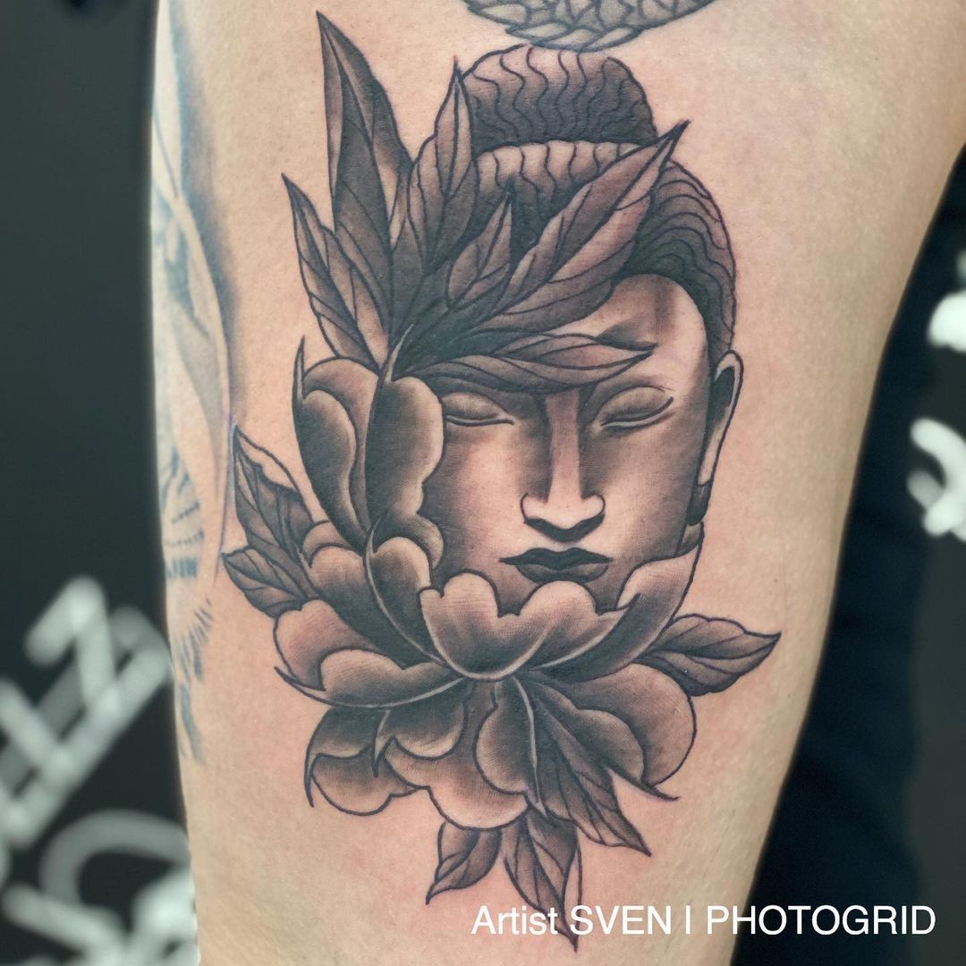 Beautiful Buddha Head Tattoo