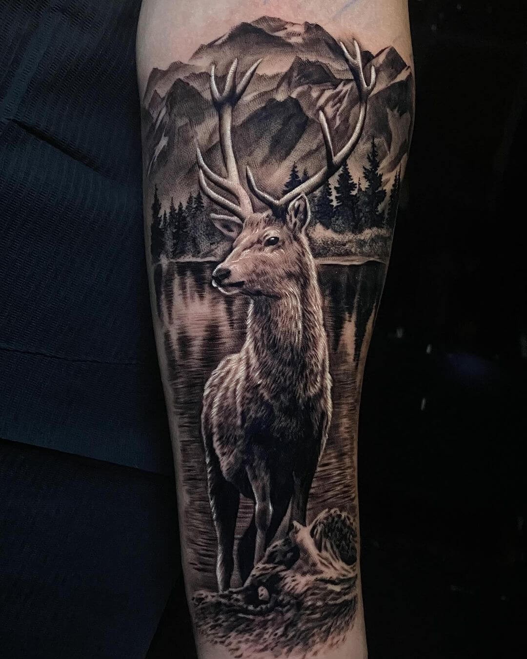 Full-Sized Stag Tattoo Design