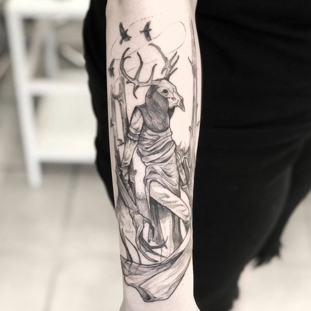 Leshen With Birds Tattoo