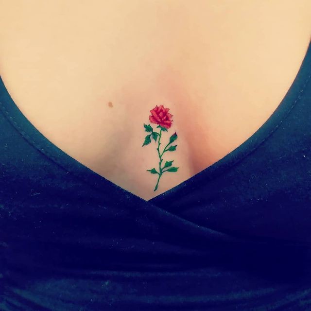 Beautiful Rose Chest Tattoo