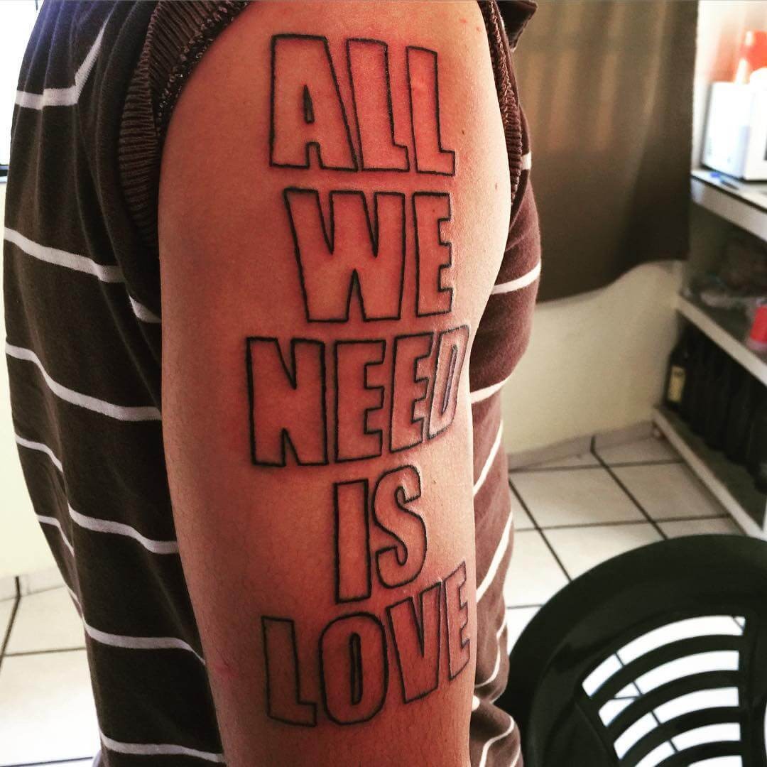 All We Need Is Love Bold Outline Tattoo