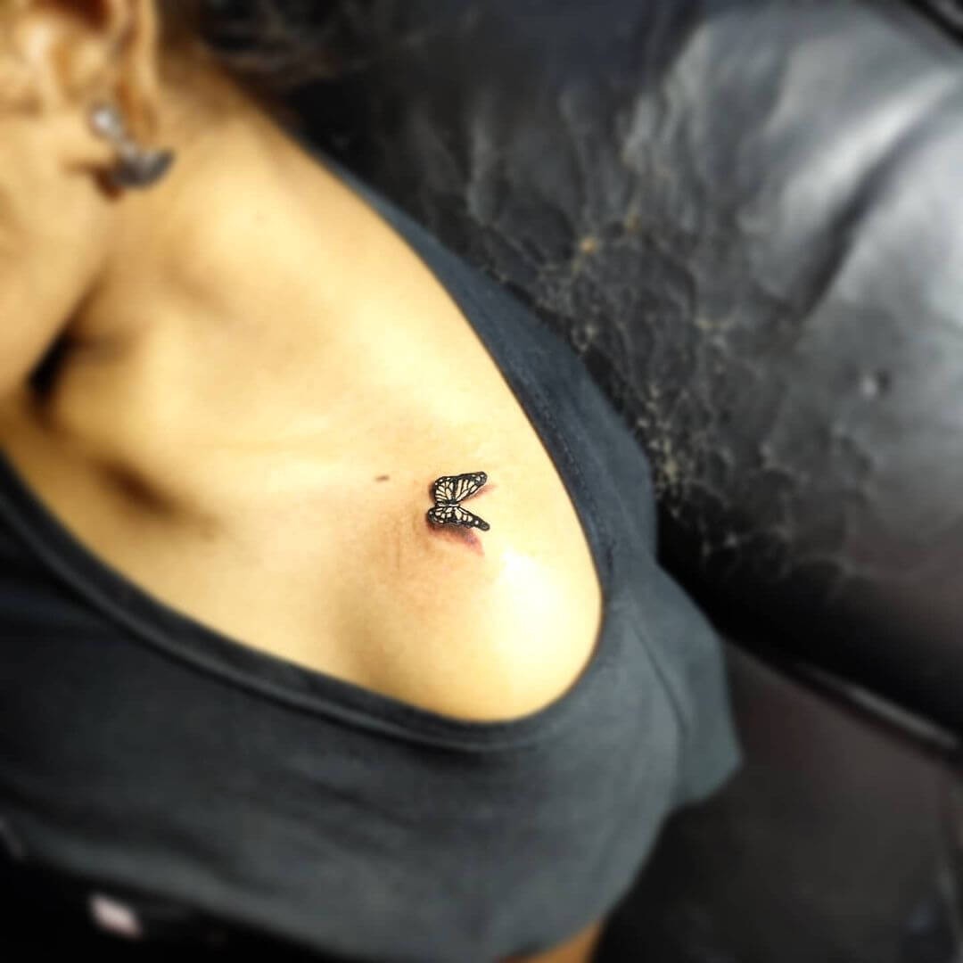 Minimalistic 3d Butterfly Tattoo