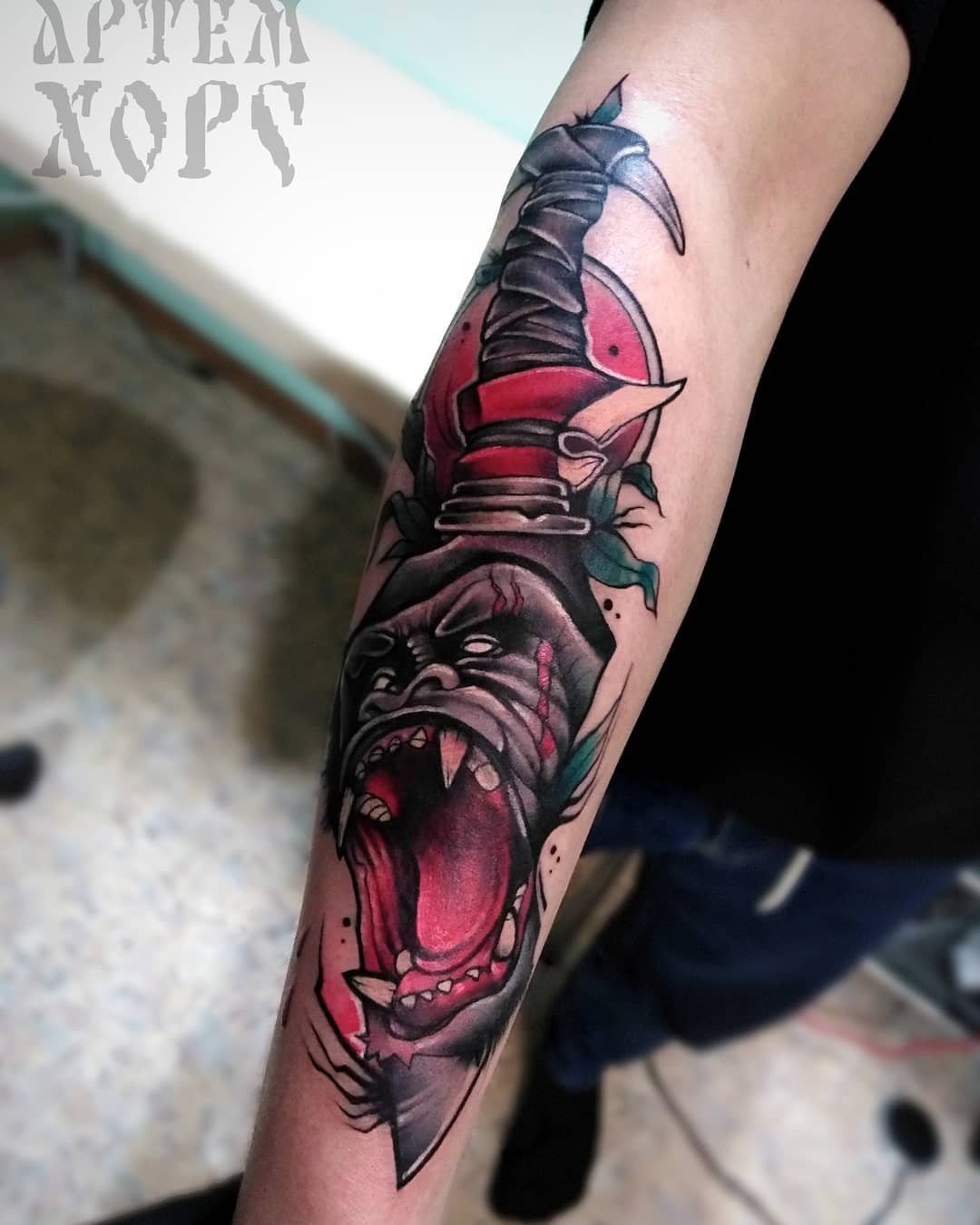 Traditional Gorilla Tattoo