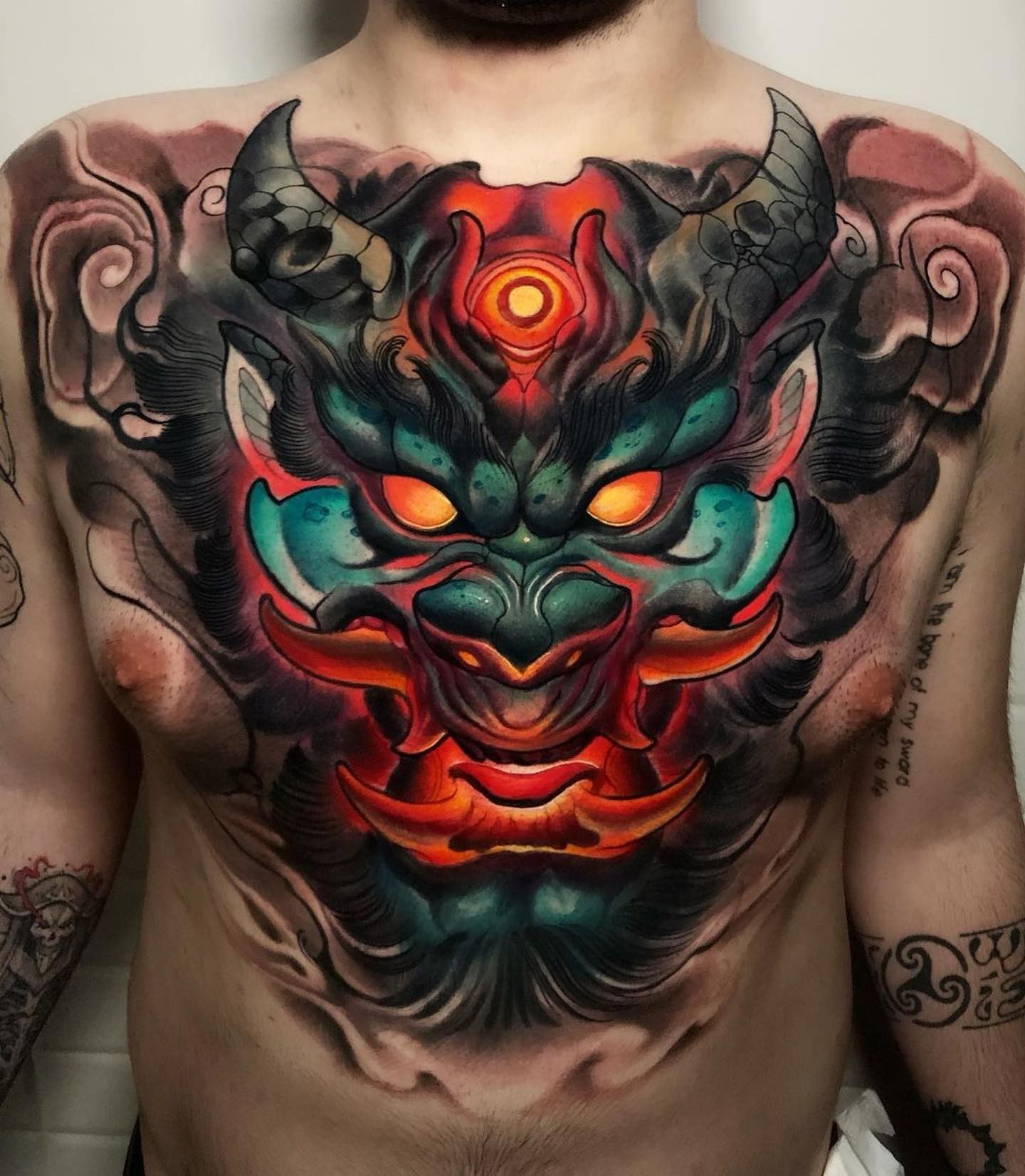 Oni Chest Tattoo