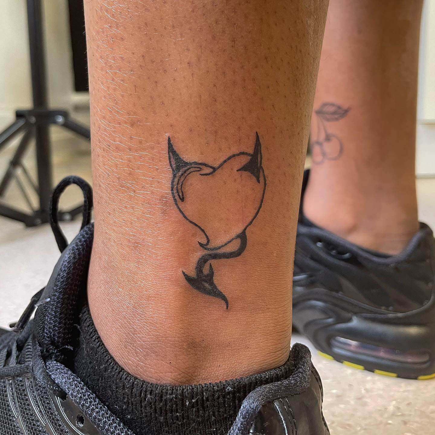 Devil Horns Ankle Tattoo