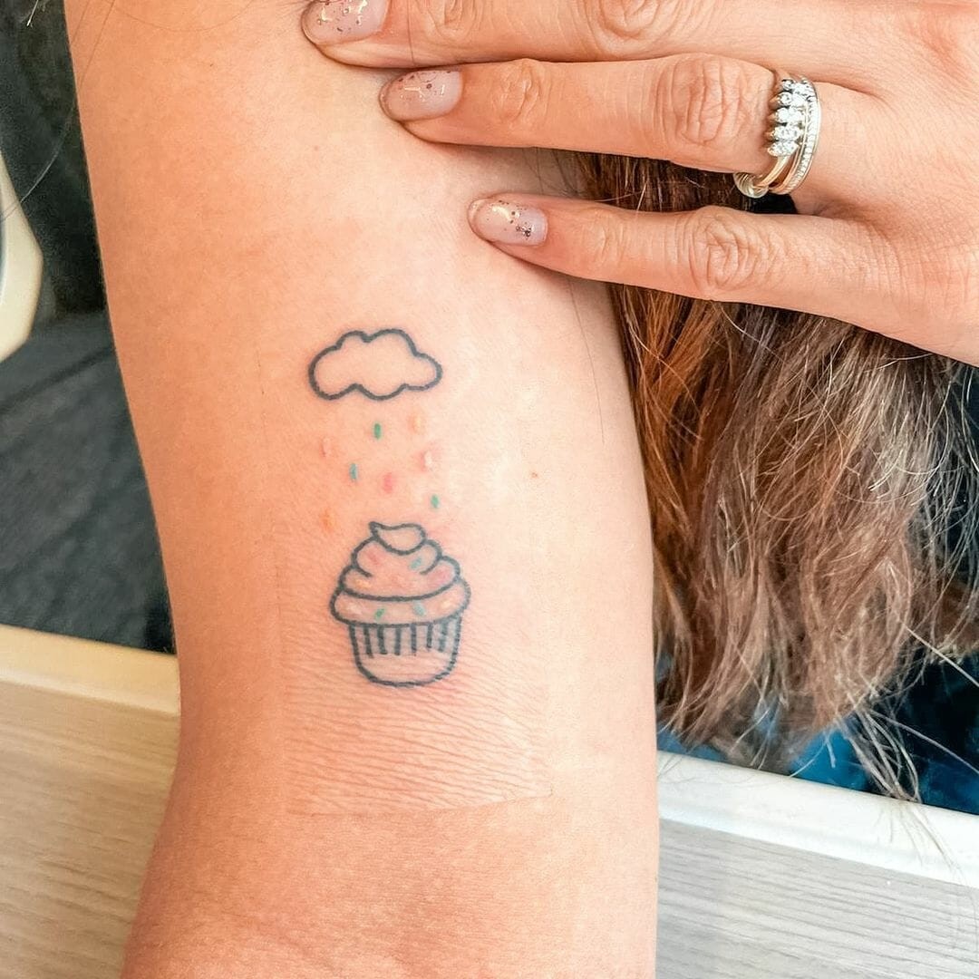 Cupcake Tattoos With Raining Sprinkles