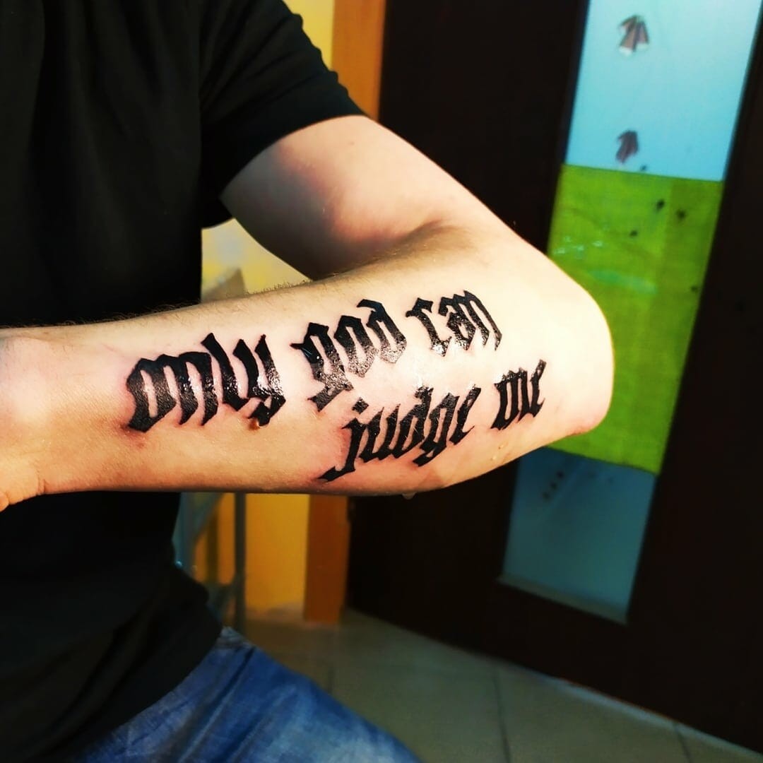 Big Black Ink God Can Judge Me Tattoo