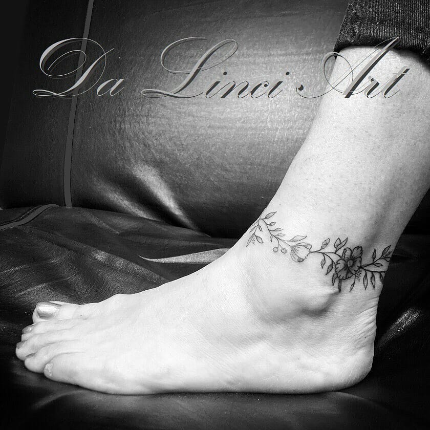 Flower Ankle Bracelet Tattoo