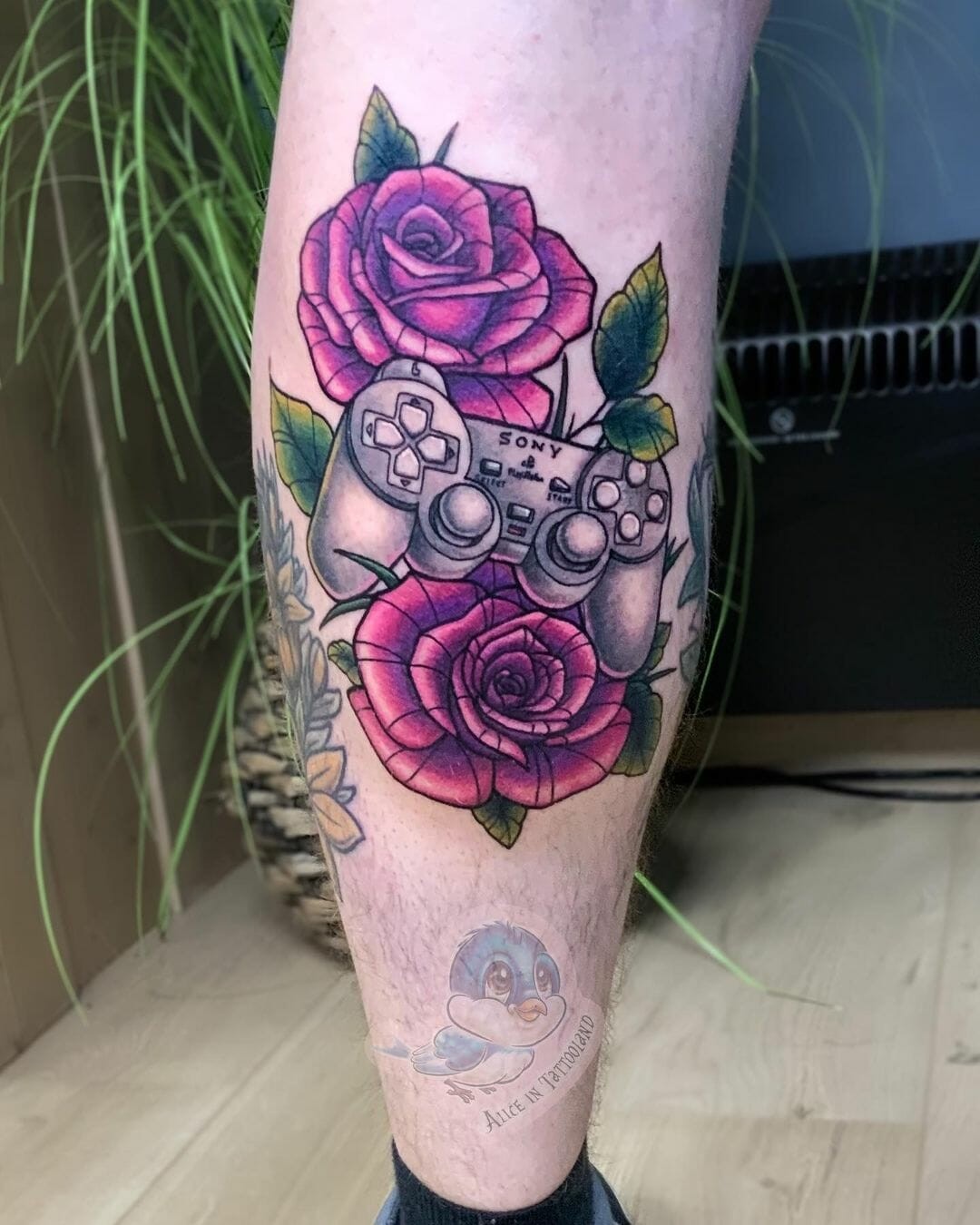 Floral Playstation Tattoo