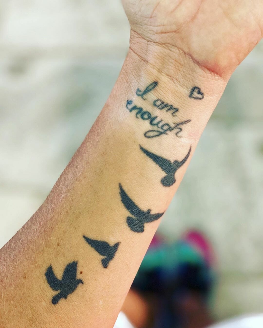 I Am Enough Tattoo Art With Birds